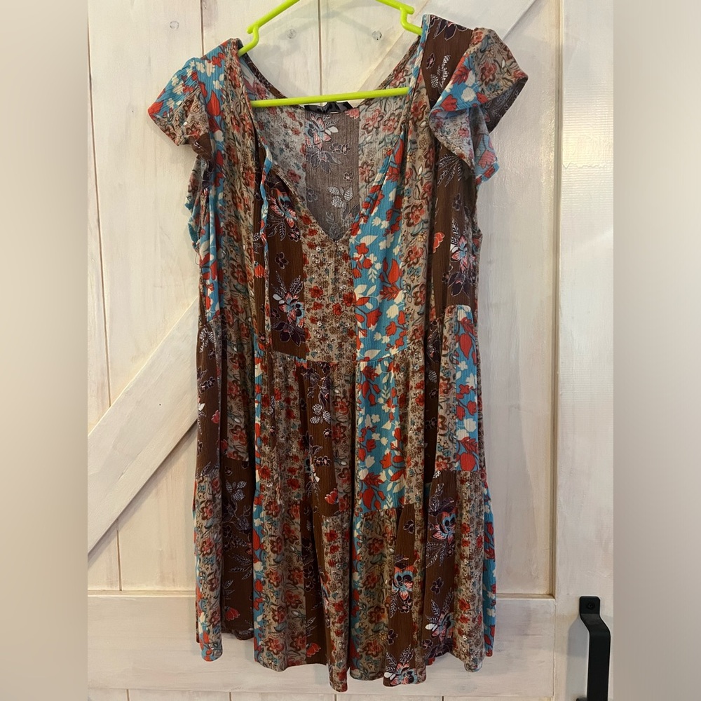 Blue B Collection - Size Large - patchwork print top